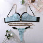 Elegant Buttoned See Through Polo Bustier Set