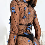 Fantasy Mesh Blue Butterfly Dress Set