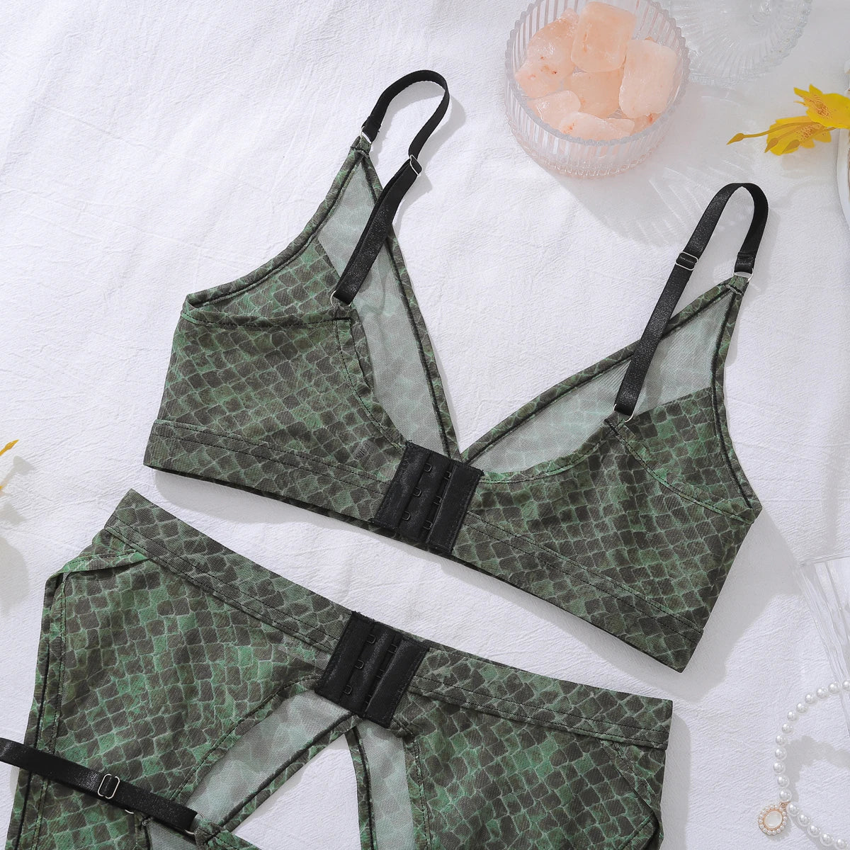 Green Serpent Exotic Lingerie Set