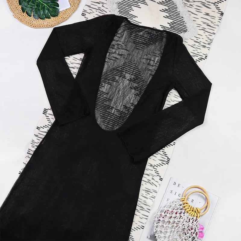 Elegant 3Pcs Low Cut Beach Dress Set
