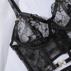 Black Floral Luxury Lace Bra Set