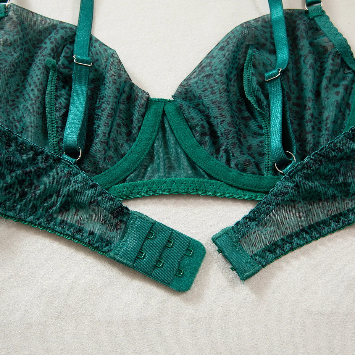 Exotic See-Through Green Serpent Bra Set