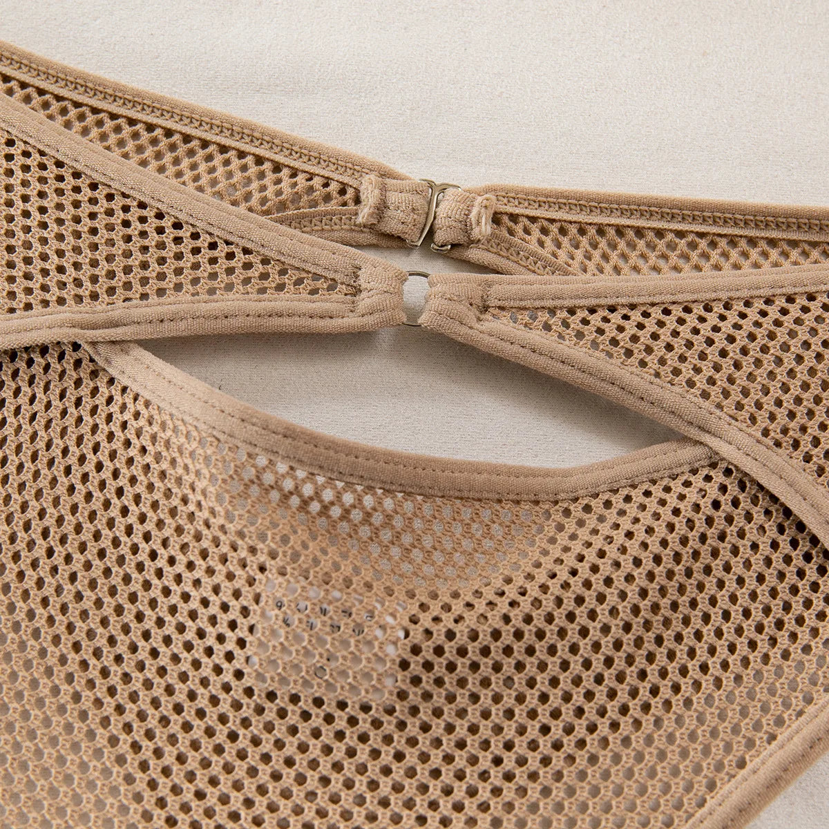 Sensual Mesh Khaki French Bra Set