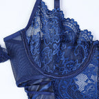 Fancy Blue Lace-Up Body Suit Lingerie