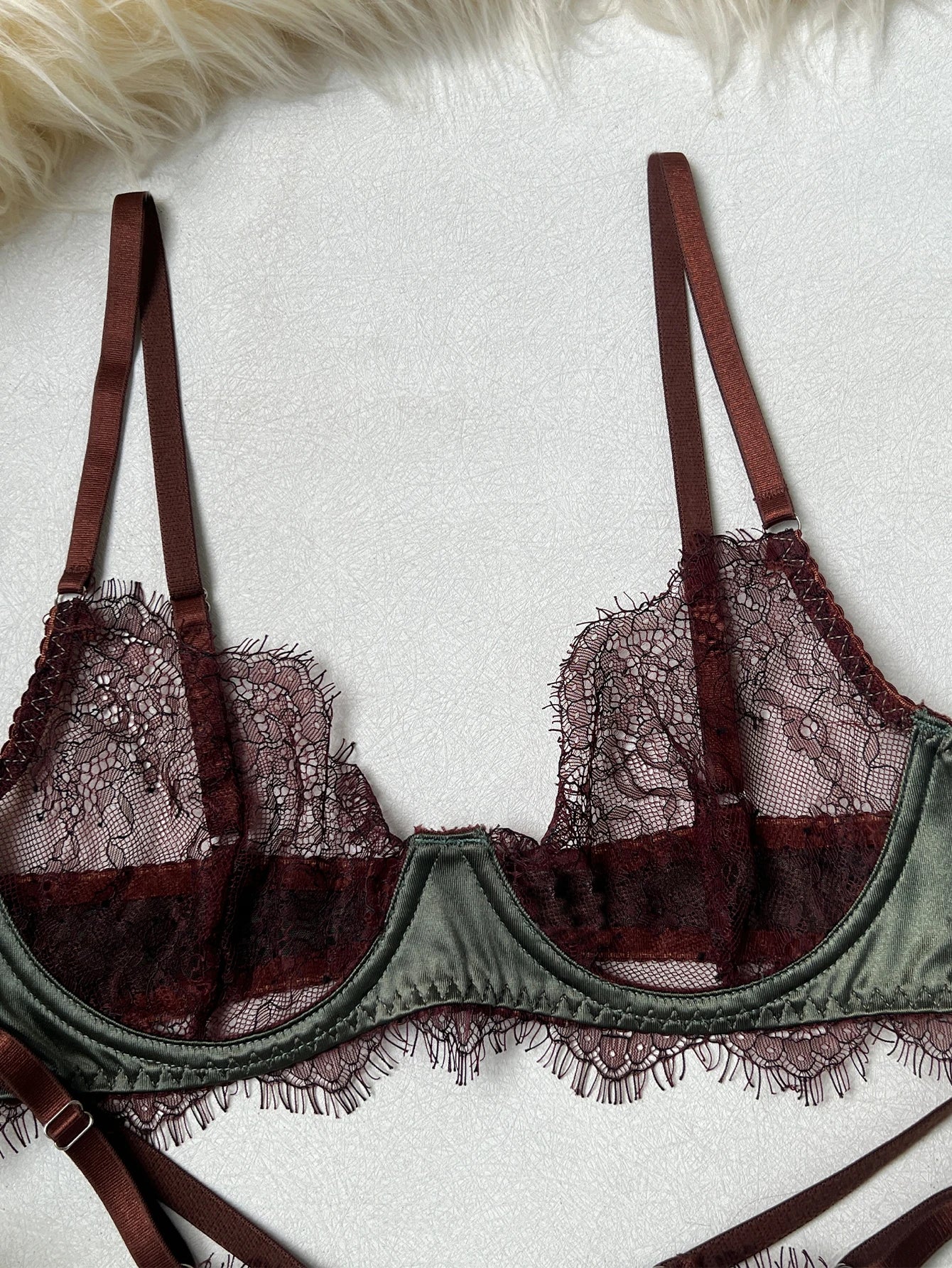Elegant Satin Patchwork Bra Set