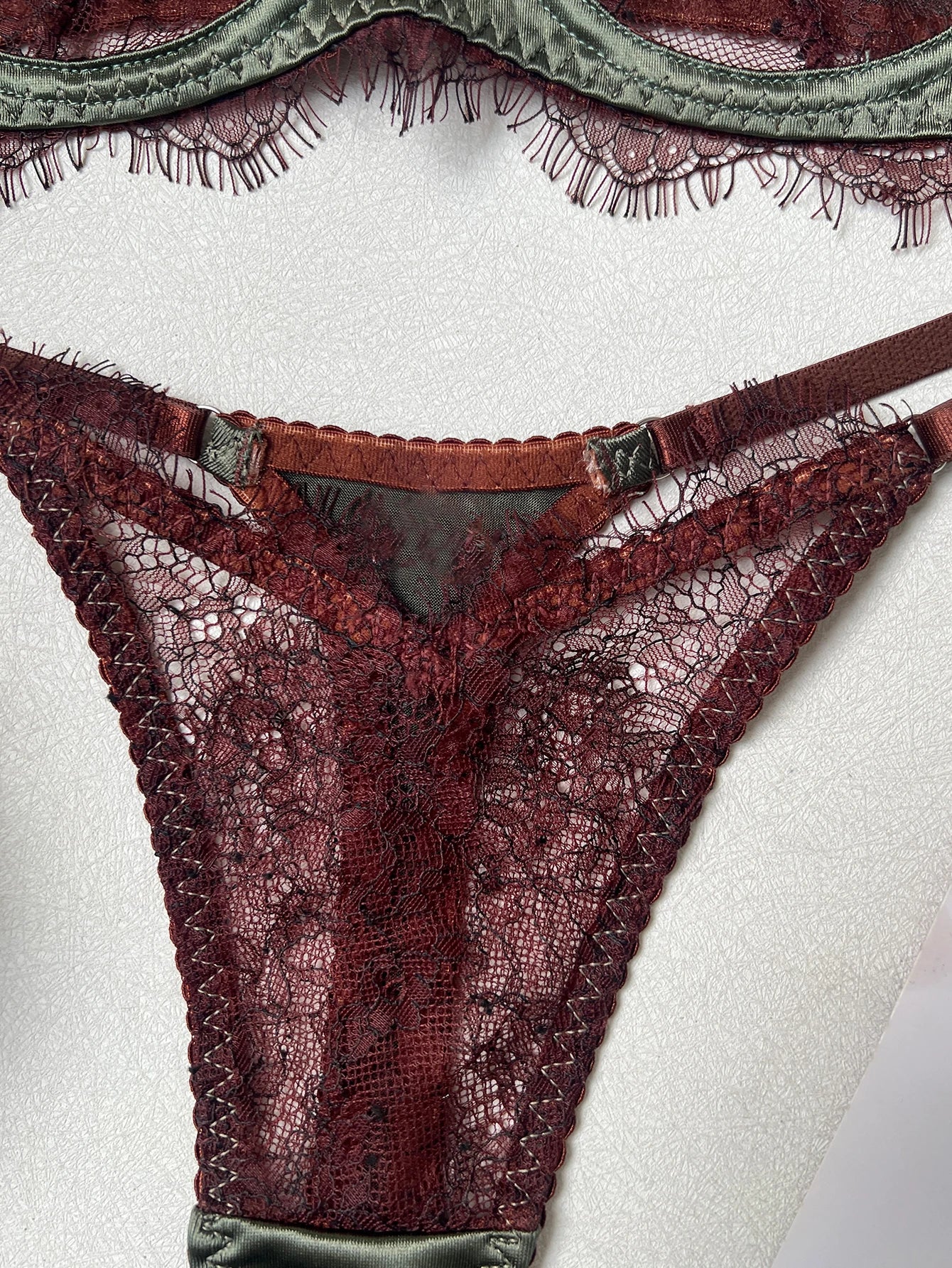 Elegant Satin Patchwork Bra Set