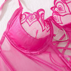 Fancy Rose Heart Lace Up Corset Lingerie