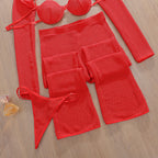Romantic Red Cropped Crochet Lingerie Set