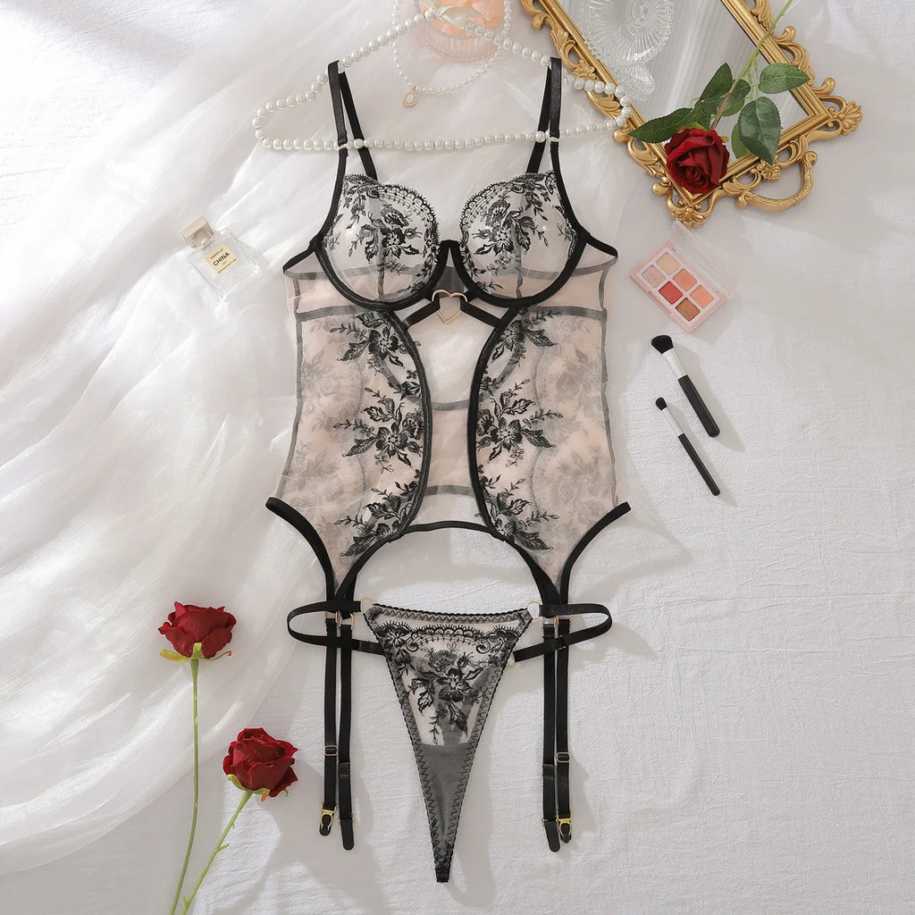 Exotic Transparent Boudoir Lace Corset
