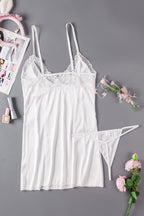 Lace Hollow Out Satin Babydoll