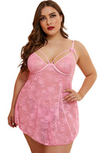 Plus Size Lace Valentine Babydoll with Thong