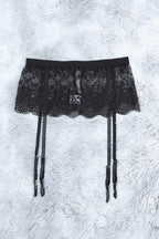 Sheer Lace Bra and Panty Set with Garter Belts