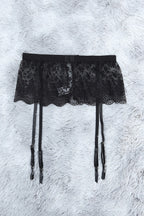 Sheer Lace Bra and Panty Set with Garter Belts