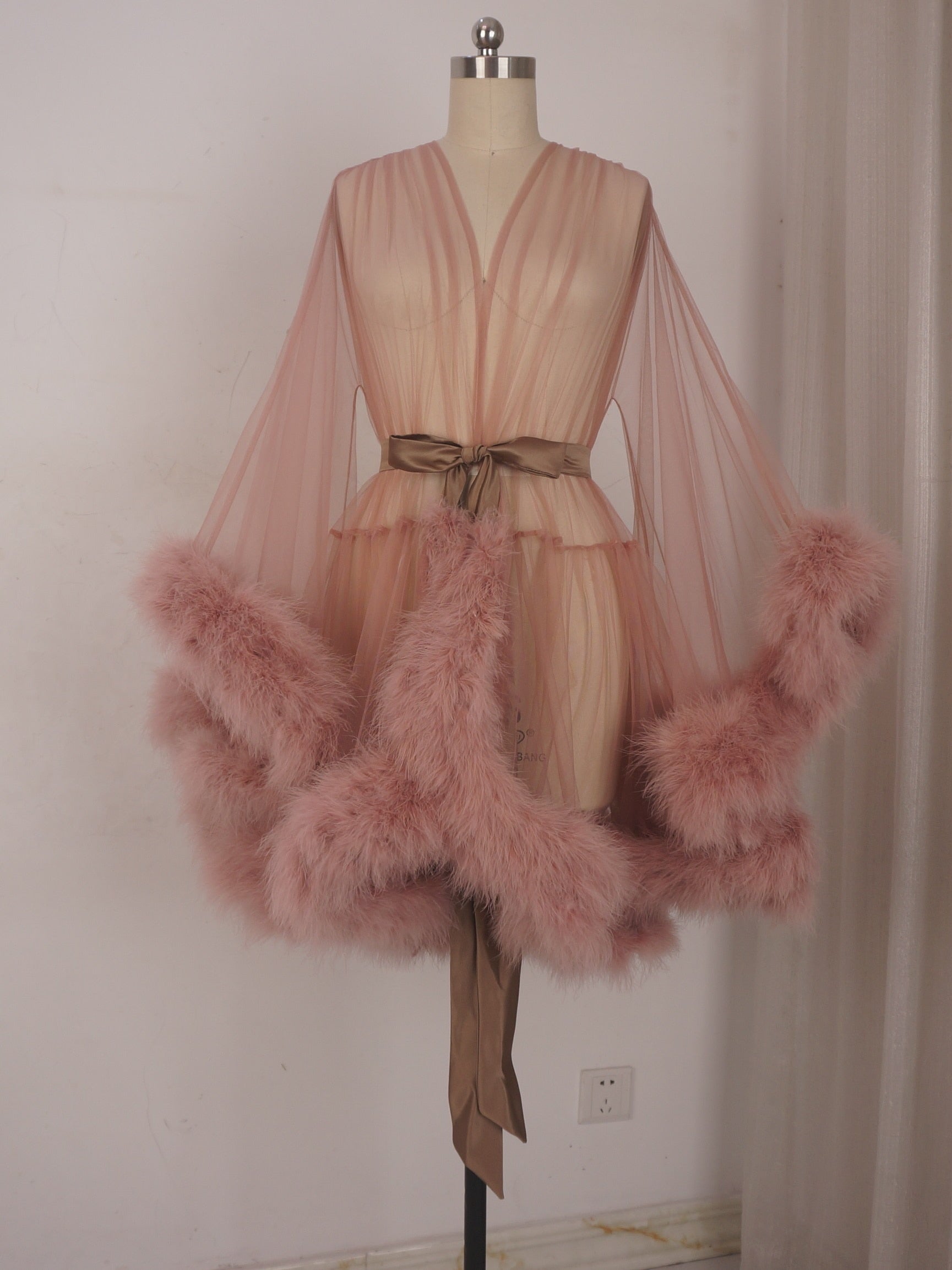 Cotton Candy Feather Boudoir Robe