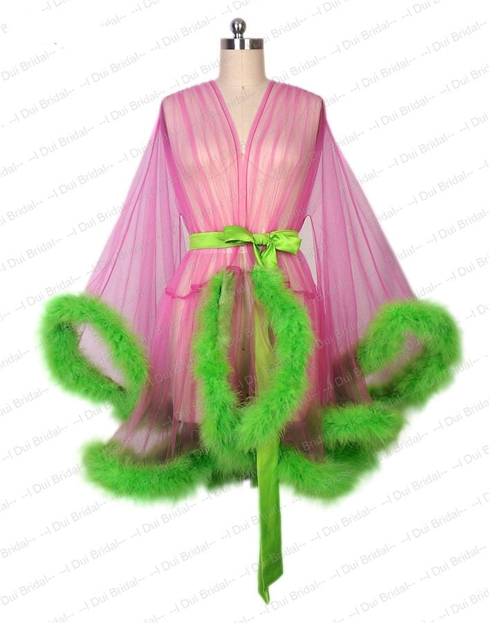 Cotton Candy Feather Boudoir Robe