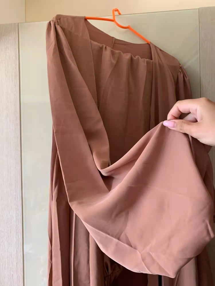 3 Piece  Casual Lantern Sleeve Cardigan Set