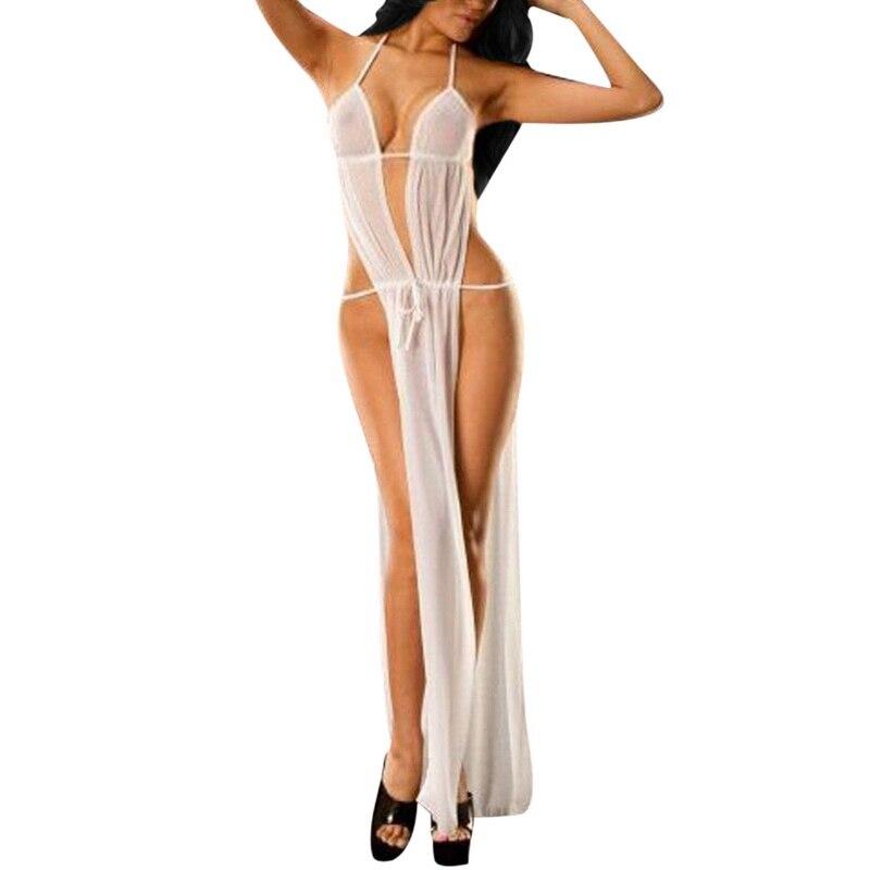 Sexy Goddess Lace Long Slit Nightgown