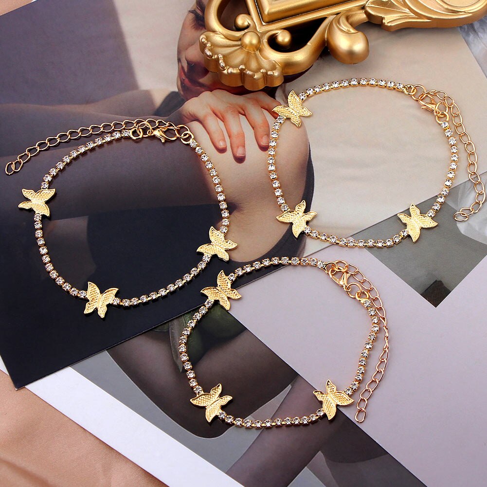 Cute Rhinestone Tennis Ankle Chain (variety)