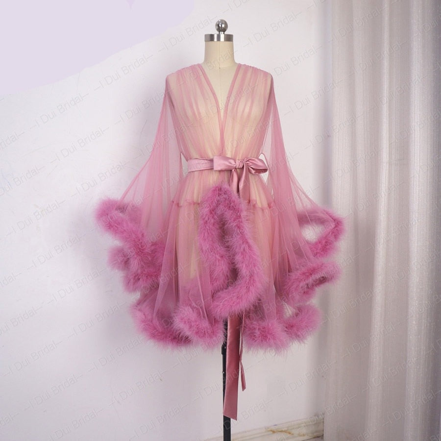 Cotton Candy Feather Boudoir Robe