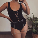Exotic Multi Layer Rhinestone Thigh Harness Chain