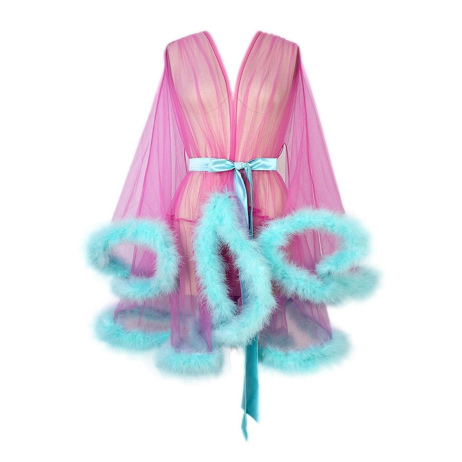 Cotton Candy Feather Boudoir Robe