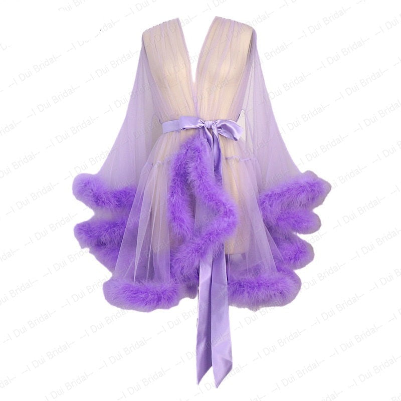 Cotton Candy Feather Boudoir Robe