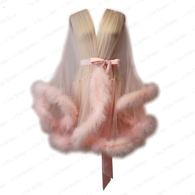 Cotton Candy Feather Boudoir Robe