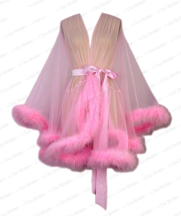 Cotton Candy Feather Boudoir Robe