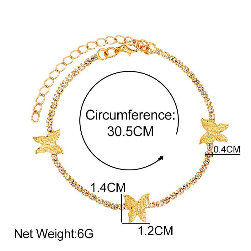 Cute Rhinestone Tennis Ankle Chain (variety)