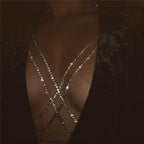 Classic Overlapping Rhinestone Chest Chain Body Jewelry