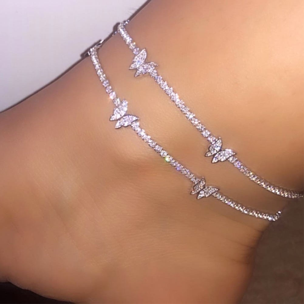 Cute Rhinestone Tennis Ankle Chain (variety)