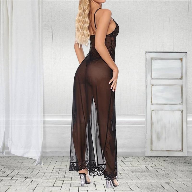 Sexy Goddess Lace Long Slit Nightgown