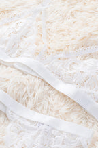3pcs Lace Patch Strappy Bra Thong Lingerie Set with Garter Belt