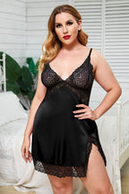Satin Lace Splicing Spaghetti Straps