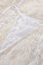 3pcs Lace Patch Strappy Bra Thong Lingerie Set with Garter Belt