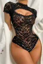 Cutout Criss Cross Backless Lace Teddy Lingerie