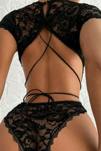 Cutout Criss Cross Backless Lace Teddy Lingerie