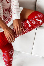 Christmas Snowflake Reindeer Pattern Knee High Socks