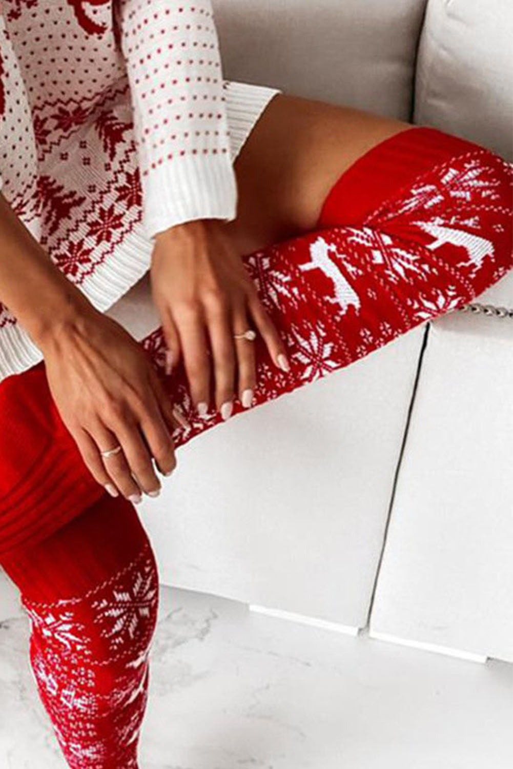 Christmas Snowflake Reindeer Pattern Knee High Socks